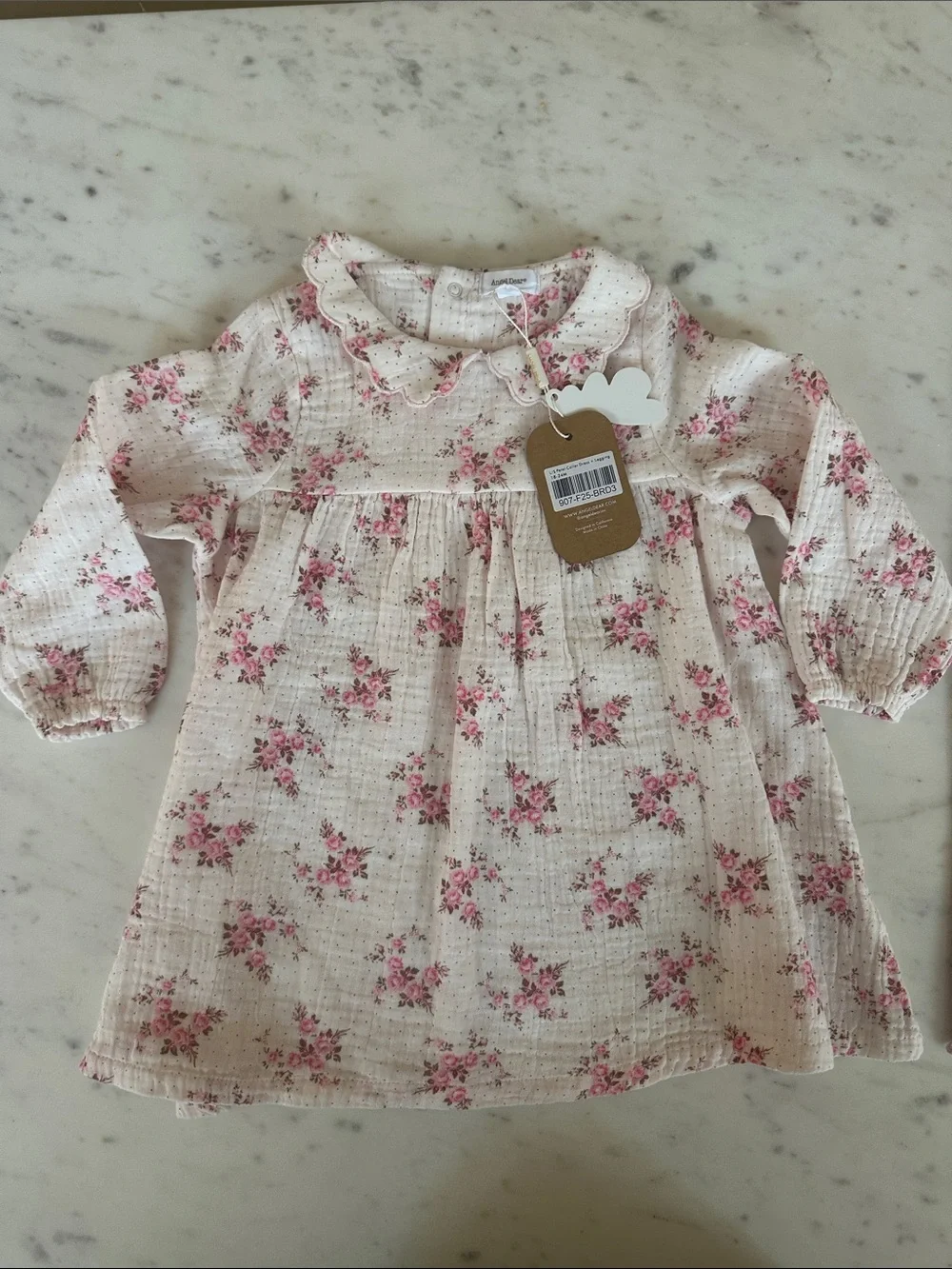 Angel Dear Pink Floral Dress with Light Pink Leggings